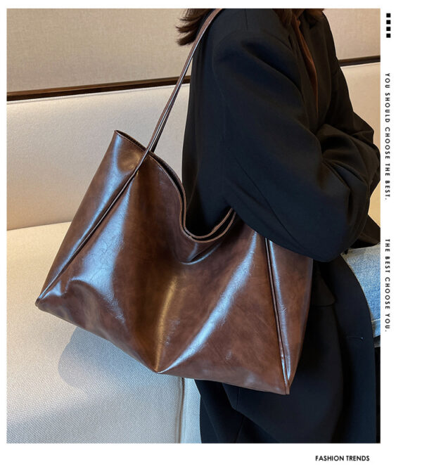 Vintage Women's Tote Bag – Casual Large Capacity Leather Shoulder Bag - Image 8