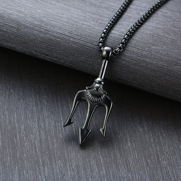 Men's Neptune's Trident Necklace – Retro Poseidon Harpoon Pendant - Image 3