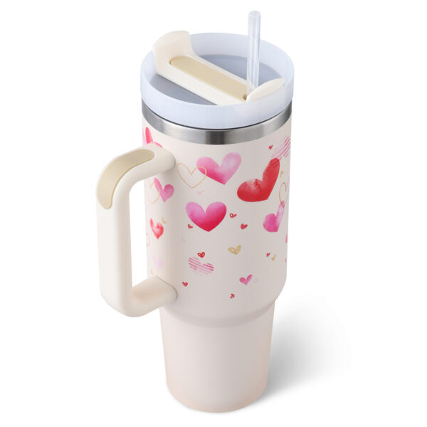 40 Oz Insulated Tumbler – Stainless Steel, Spill-Proof with Handle & Straw - Image 6