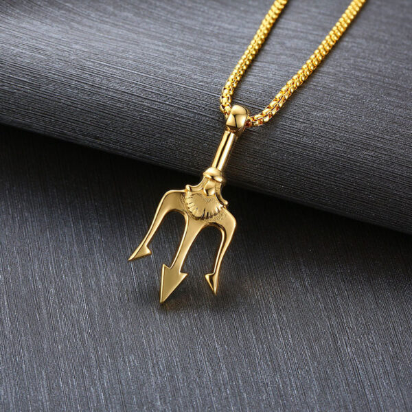 Men's Neptune's Trident Necklace – Retro Poseidon Harpoon Pendant - Image 4