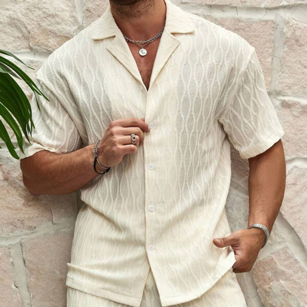 Men's Summer Two-Piece Tracksuit – Casual Lapel Shirt & Shorts - Image 4