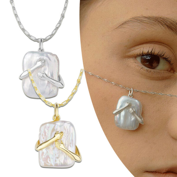 Unique Square Baroque Pearl Couple Necklace – Valentine's Gift - Image 2
