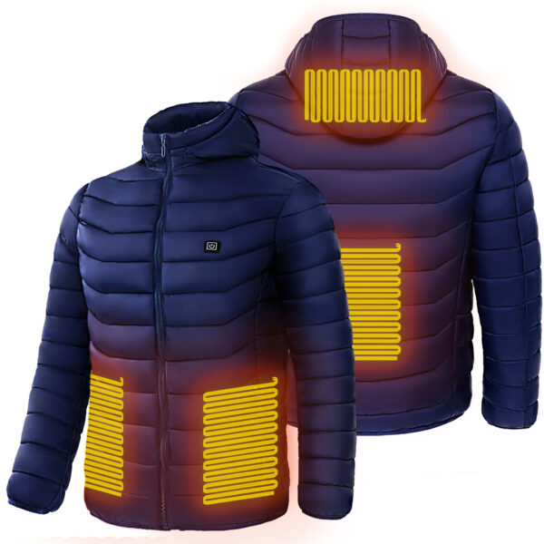 Men Heated Puffer Jacket Electric Heating Coat Insulated Hood Windbreaker 9Heat Zones - Image 3