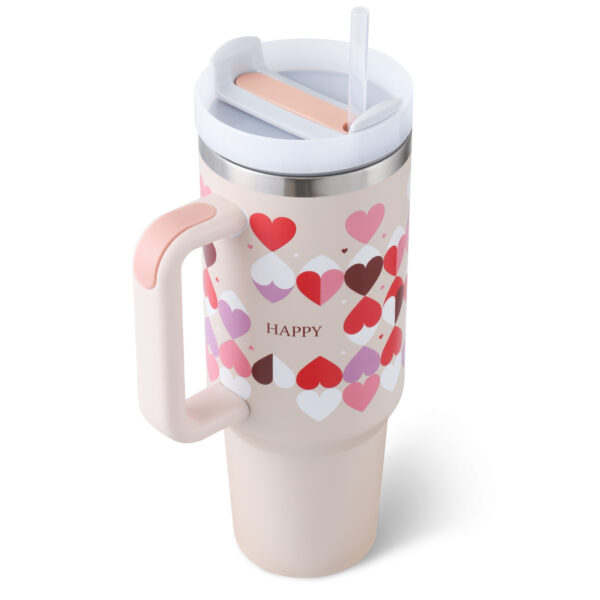 40 Oz Insulated Tumbler – Stainless Steel, Spill-Proof with Handle & Straw - Image 8