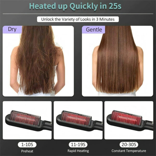 New 2 In 1 Hair Straightener Hot Comb & Electric Hair Brush - Image 5