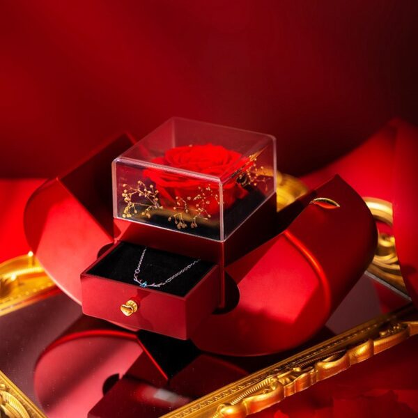 Red Apple Jewelry Box – Eternal Rose Gift for Her - Image 3