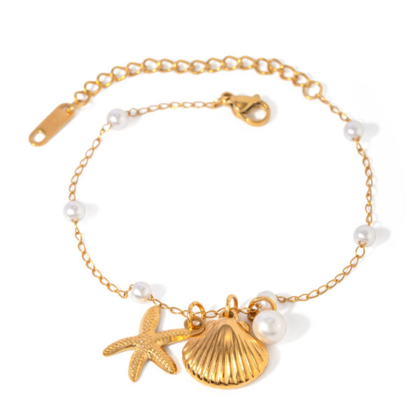 Fashion Jewelry18K Gold Stainless Steel Starfish Pearl Bracelet - Image 5