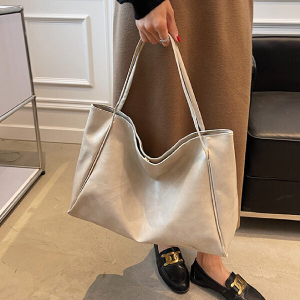 Vintage Women's Tote Bag – Casual Large Capacity Leather Shoulder Bag - Image 4