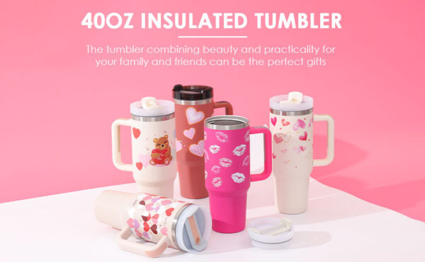 40 Oz Insulated Tumbler – Stainless Steel, Spill-Proof with Handle & Straw - Image 2