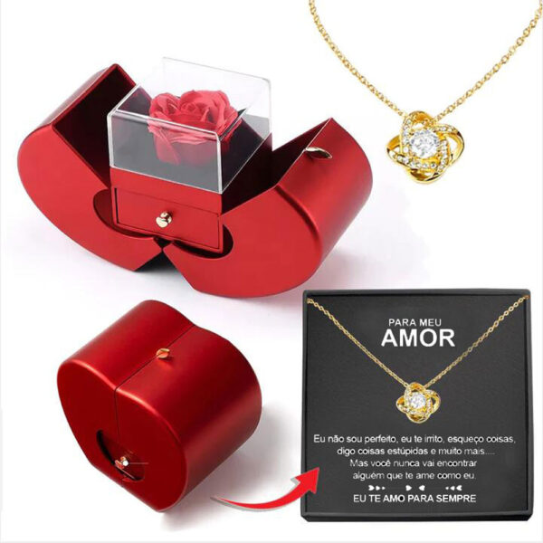 Red Apple Jewelry Box – Eternal Rose Gift for Her - Image 8