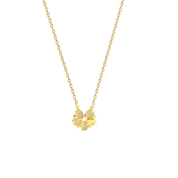 Luxury 4-Leaf Clover Necklace – Stainless Steel Crystal Heart Pendant - Image 7