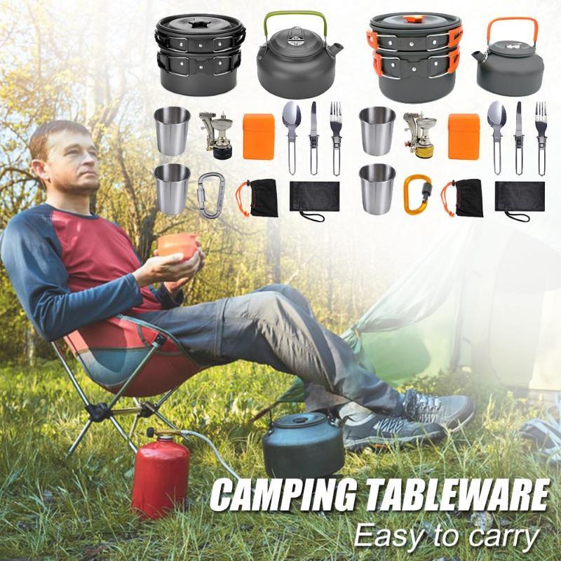 Camping Cookware Kit – Aluminum Outdoor Cooking Set for Hiking & BBQ