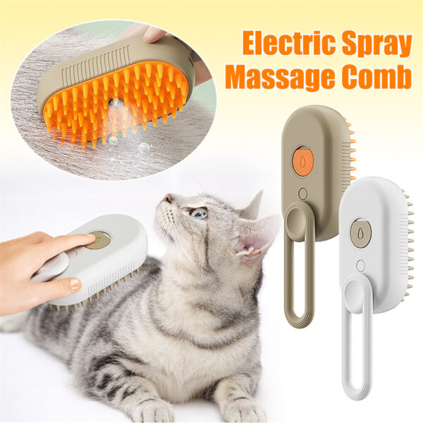 3-in-1 Electric Steam Pet Grooming Brush – Cat & Dog Comb