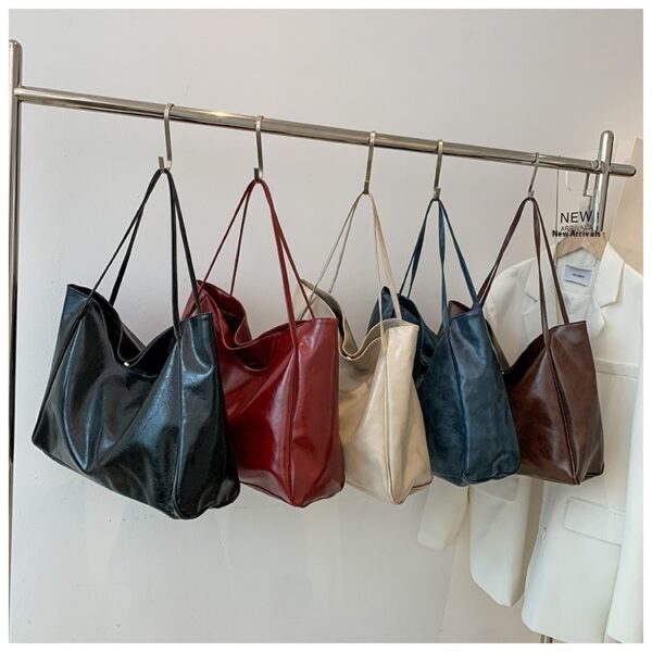 Vintage Women's Tote Bag – Casual Large Capacity Leather Shoulder Bag - Image 2