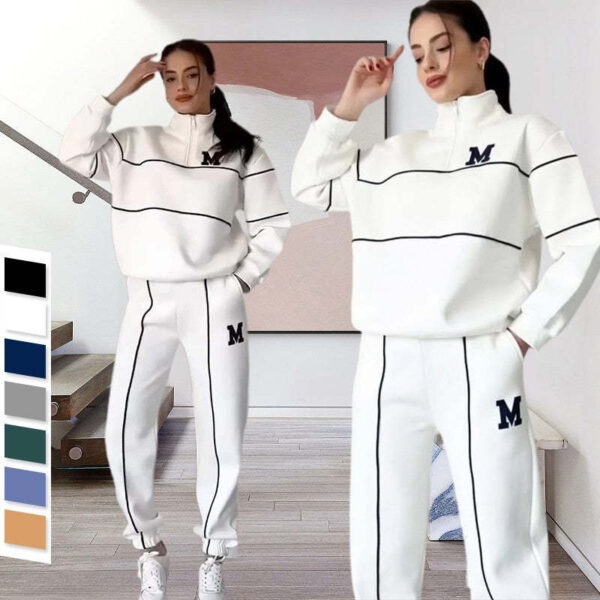 Women's 2-Piece Lounge Set – Fashion Hoodless Pullover & Baggy Pocketed Sweatpants