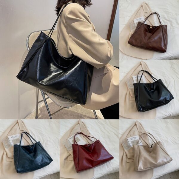 Vintage Women's Tote Bag – Casual Large Capacity Leather Shoulder Bag
