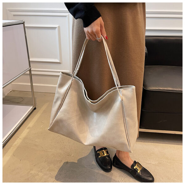 Vintage Women's Tote Bag – Casual Large Capacity Leather Shoulder Bag - Image 5