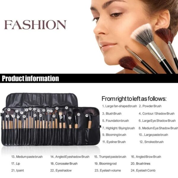 24-Piece Professional Makeup Brush Set – Cosmetics Kit with Gift Bag - Image 3