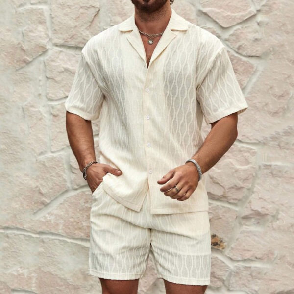 Men's Summer Two-Piece Tracksuit – Casual Lapel Shirt & Shorts - Image 2