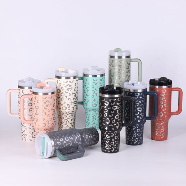 40 Oz Insulated Tumbler – Stainless Steel, Spill-Proof with Handle & Straw - Image 9