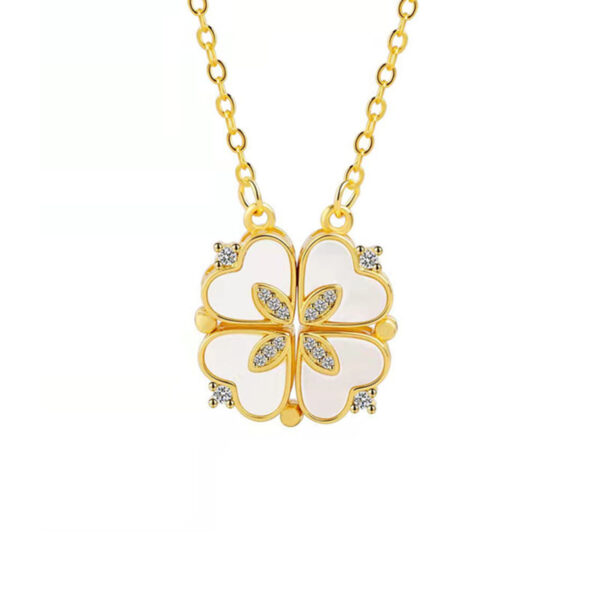 Net Red Clover Enamel Necklace Female - Image 2