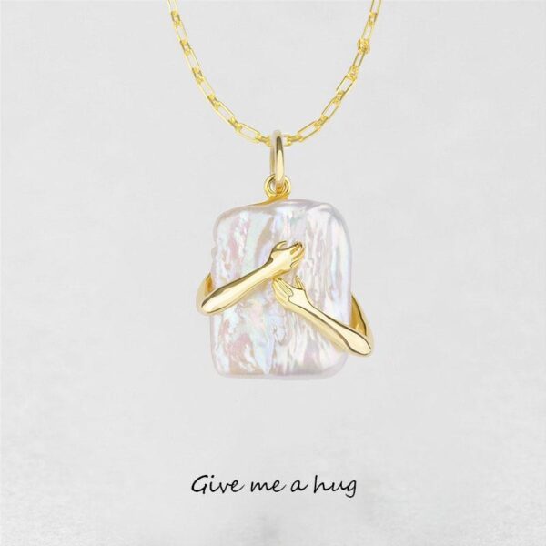 Unique Square Baroque Pearl Couple Necklace – Valentine's Gift - Image 3