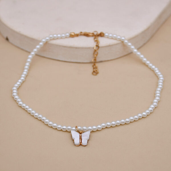 Elegant White Pearl Choker – Butterfly Wedding Necklace - Image 7