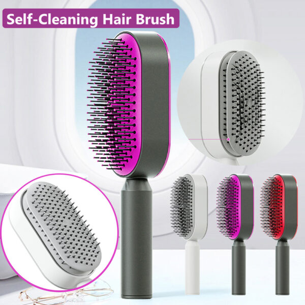 Self-Cleaning Hair Brush – One-Key Anti-Static Scalp Massager for Hair Loss