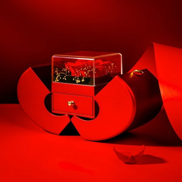 Red Apple Jewelry Box – Eternal Rose Gift for Her - Image 4