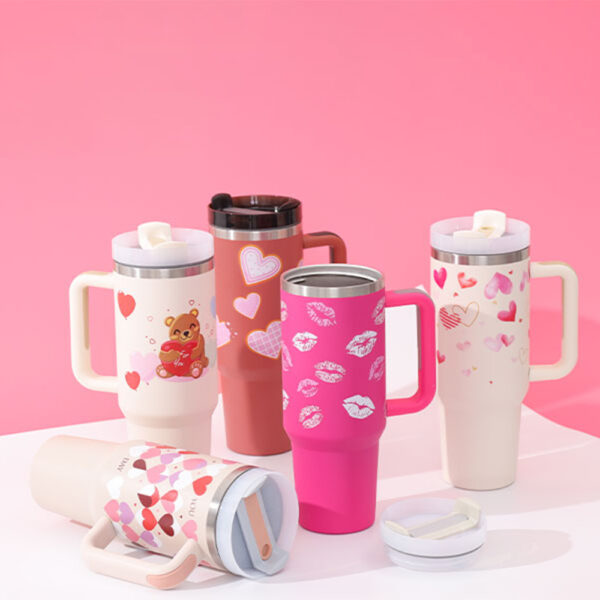 40 Oz Insulated Tumbler – Stainless Steel, Spill-Proof with Handle & Straw