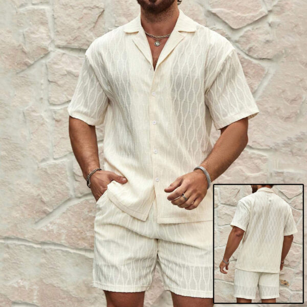 Men's Summer Two-Piece Tracksuit – Casual Lapel Shirt & Shorts