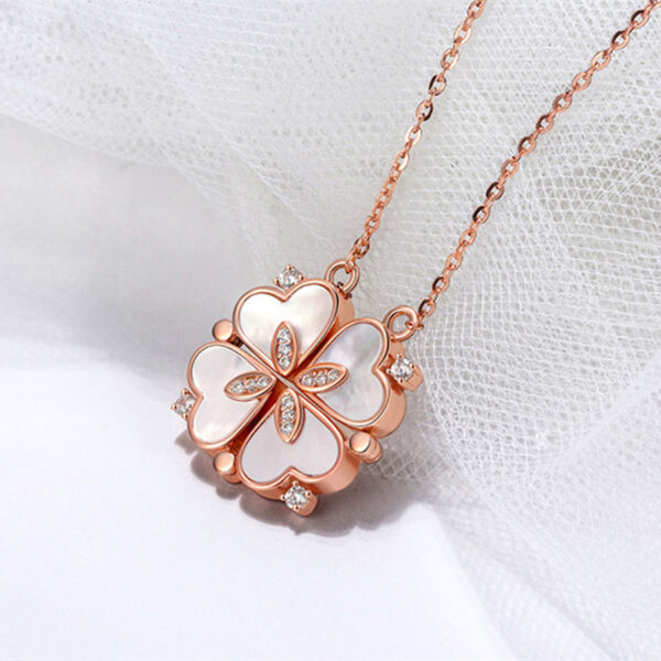Net Red Clover Enamel Necklace Female - Image 4