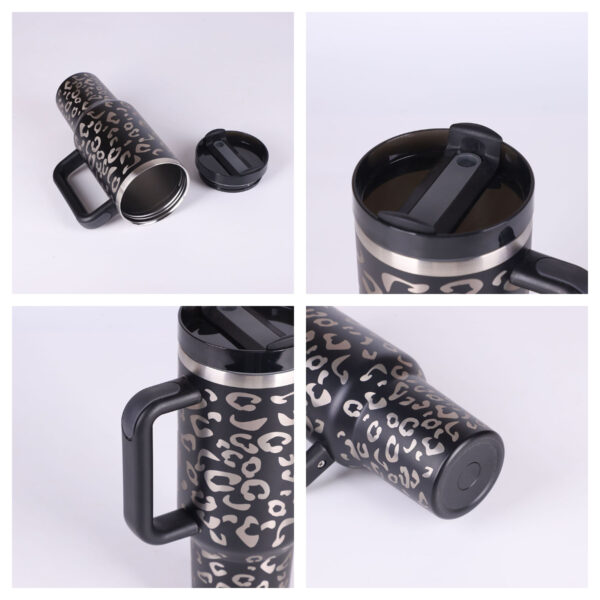 40 Oz Insulated Tumbler – Stainless Steel, Spill-Proof with Handle & Straw - Image 10