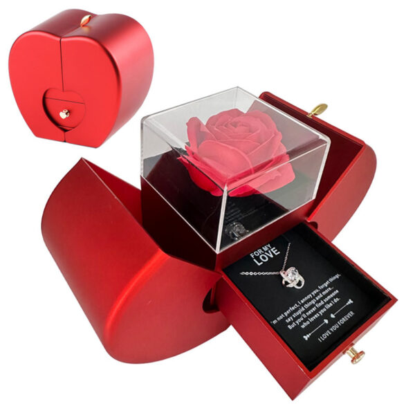 Red Apple Jewelry Box – Eternal Rose Gift for Her