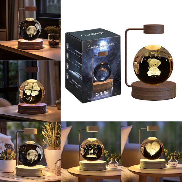 Cosmic Dinosaur Crystal Ball USB Night Lamp – Warm Bedside Light