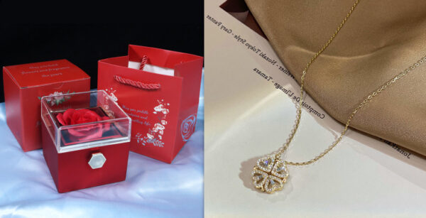 Retro Magnetic Heart & Clover Pendant – Openable Choker Necklace - Image 10