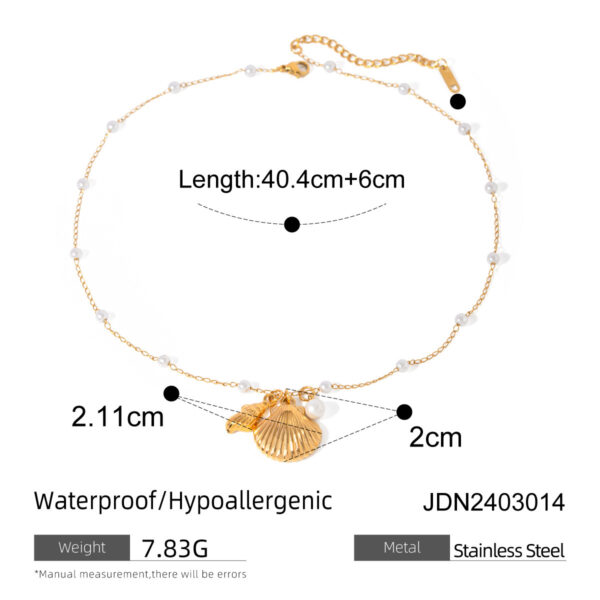 Fashion Jewelry18K Gold Stainless Steel Starfish Pearl Bracelet - Image 7