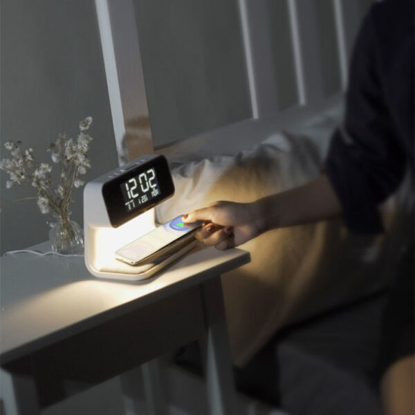 Creative 3-in-1 Bedside Lamp – Wireless Charging, LCD Alarm Clock & Phone Charger - Image 6