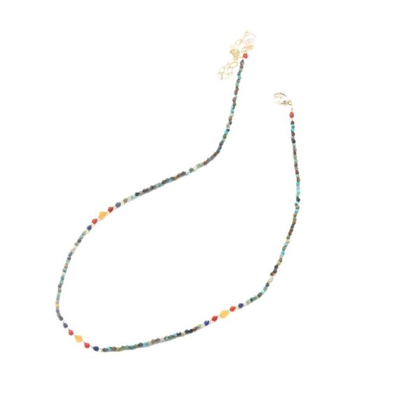 New Cute Broken Silver Necklace – Natural Pearl Pendant & Colourful Beads Chain - Image 3
