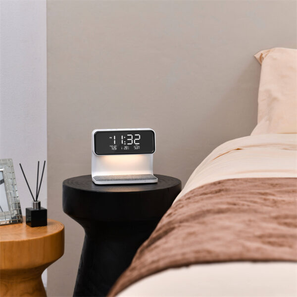 Creative 3-in-1 Bedside Lamp – Wireless Charging, LCD Alarm Clock & Phone Charger - Image 8