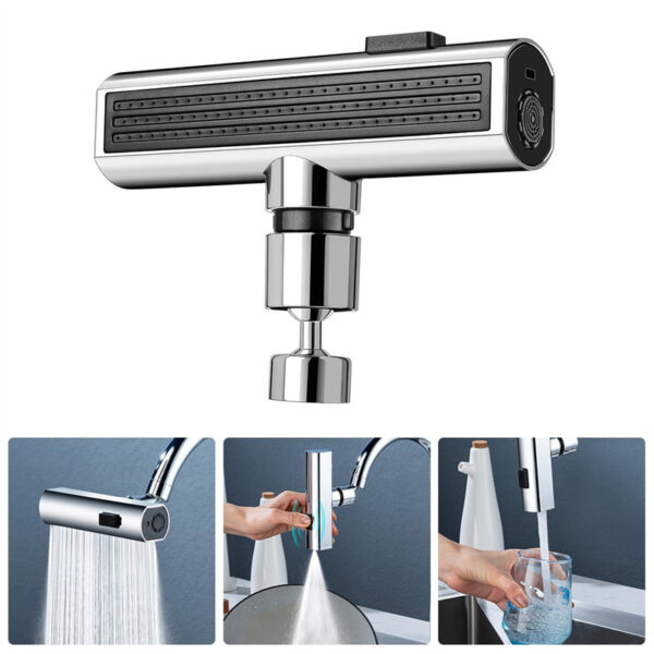 Waterfall Kitchen Faucet Nozzle – Universal Rotating, Splash-Proof & Multifunctional Extension