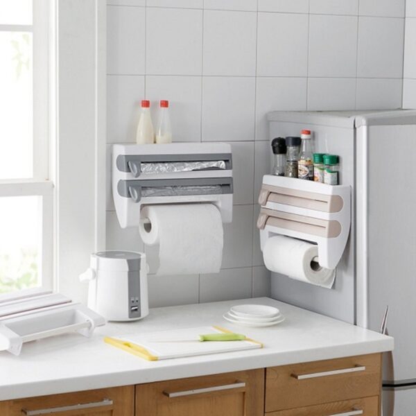 4-in-1 Kitchen Roll Holder – Foil, Film, Wrap & Tissue Dispenser