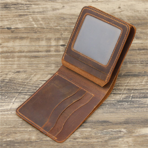 Men's Wallet Leather Wallet Retro Rough Tri-fold First Layer Cowhide - Image 3