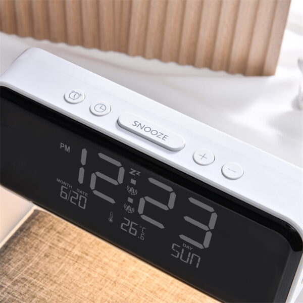 Creative 3-in-1 Bedside Lamp – Wireless Charging, LCD Alarm Clock & Phone Charger - Image 10