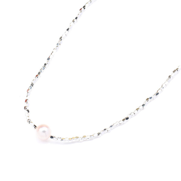 New Cute Broken Silver Necklace – Natural Pearl Pendant & Colourful Beads Chain - Image 2