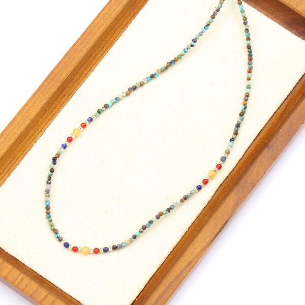 New Cute Broken Silver Necklace – Natural Pearl Pendant & Colourful Beads Chain - Image 5