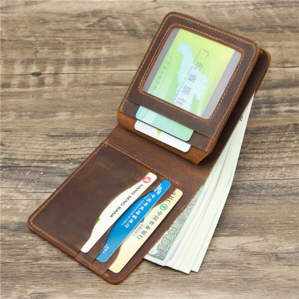 Men's Wallet Leather Wallet Retro Rough Tri-fold First Layer Cowhide - Image 2