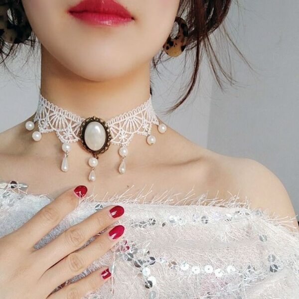 Personalized Multi-layer Crystal Lace Necklace Bone Chain - Image 2