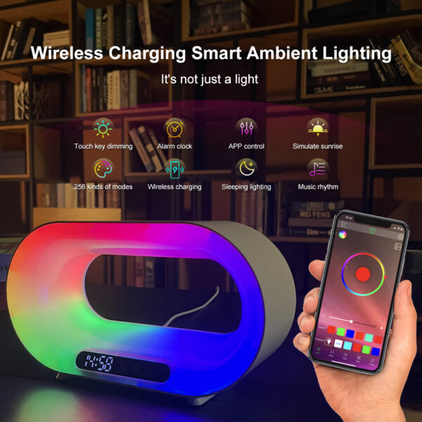 3-in-1 Smart LED Desk Lamp – APP-Controlled RGB Night Light, Wireless Charger & Alarm Clock - Image 2