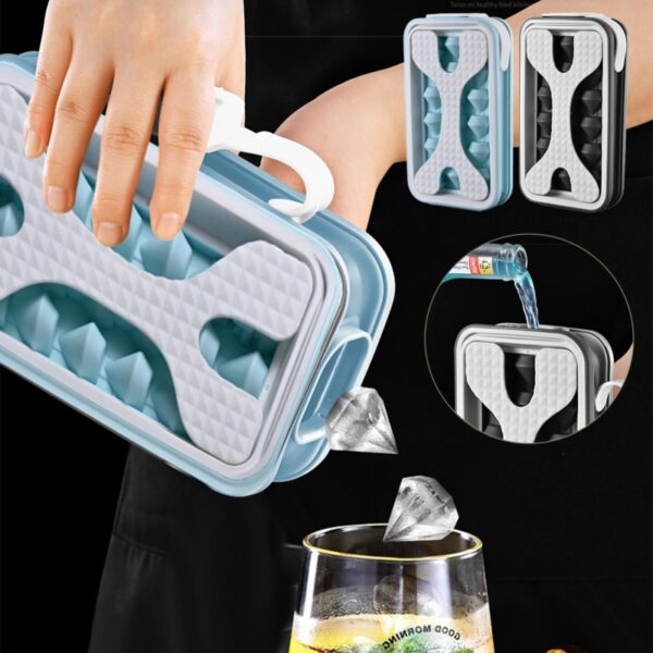 2-in-1 Portable Silicone Ice Ball Mold – Diamond Curling Ice Maker & Cube Mould